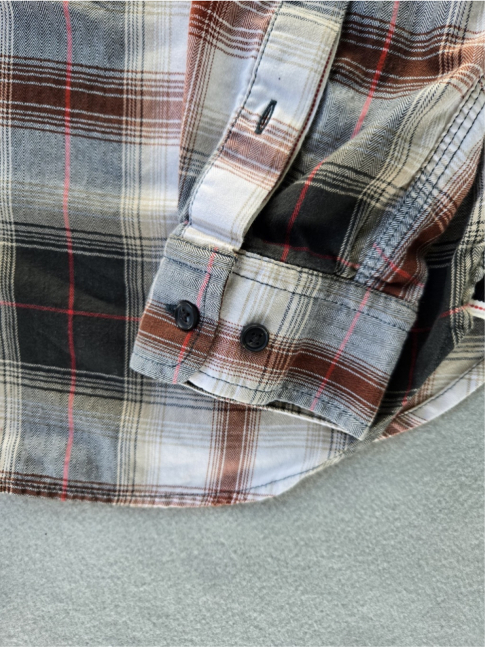 Banana Republic Tailored Slim Fit Flannel Shirt Mens M Plaid Rust Gray Fall Top - Picture 4 of 10